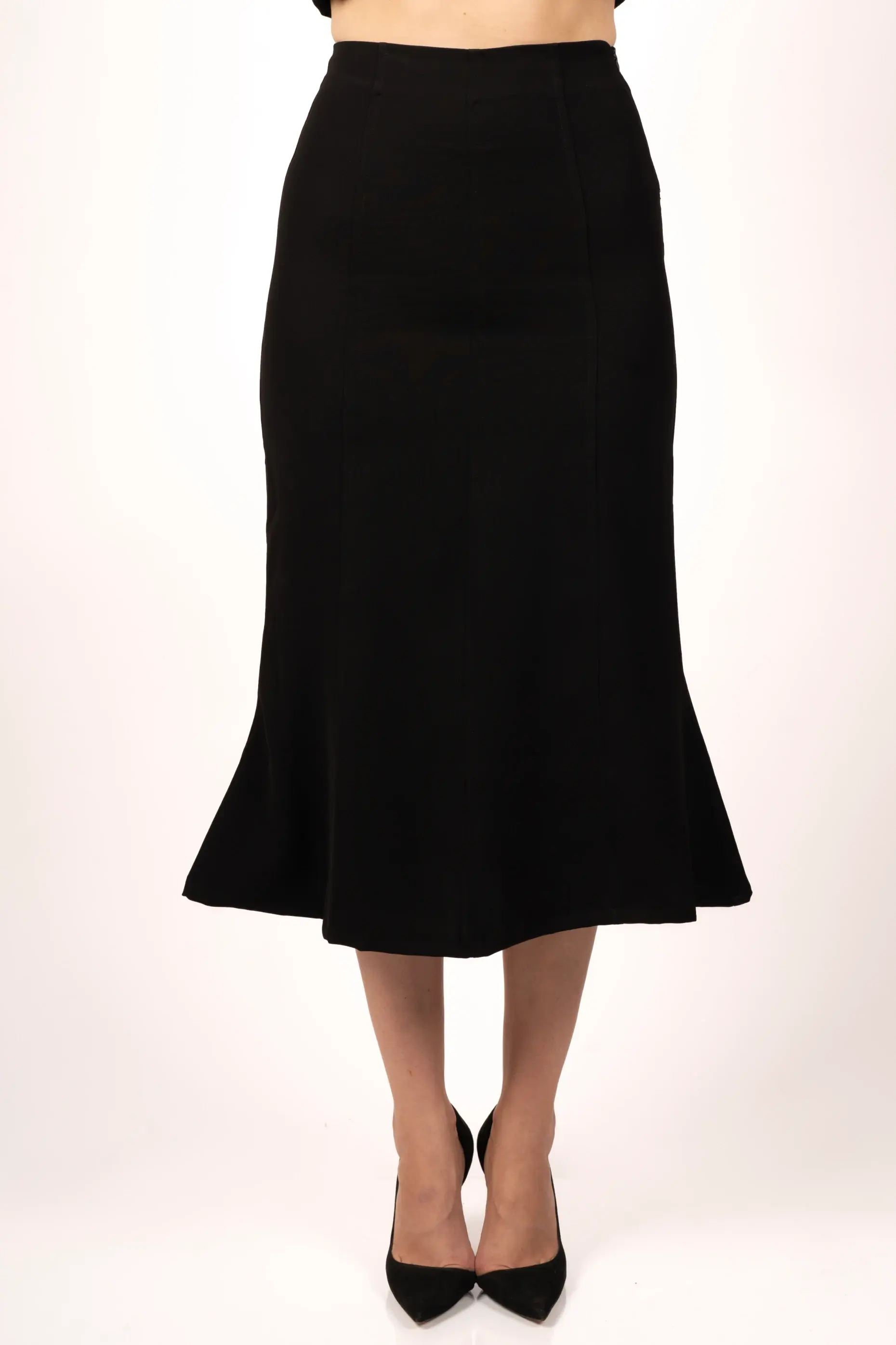Black Solid Formal Skirt For Classic Formal Look 