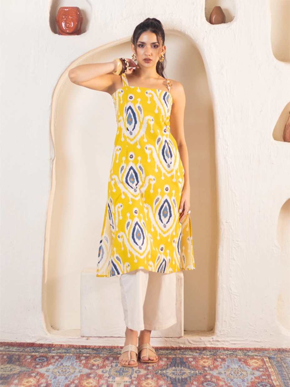 Purple Ikat Waistcoat Pant Cotton Co-Ord Set