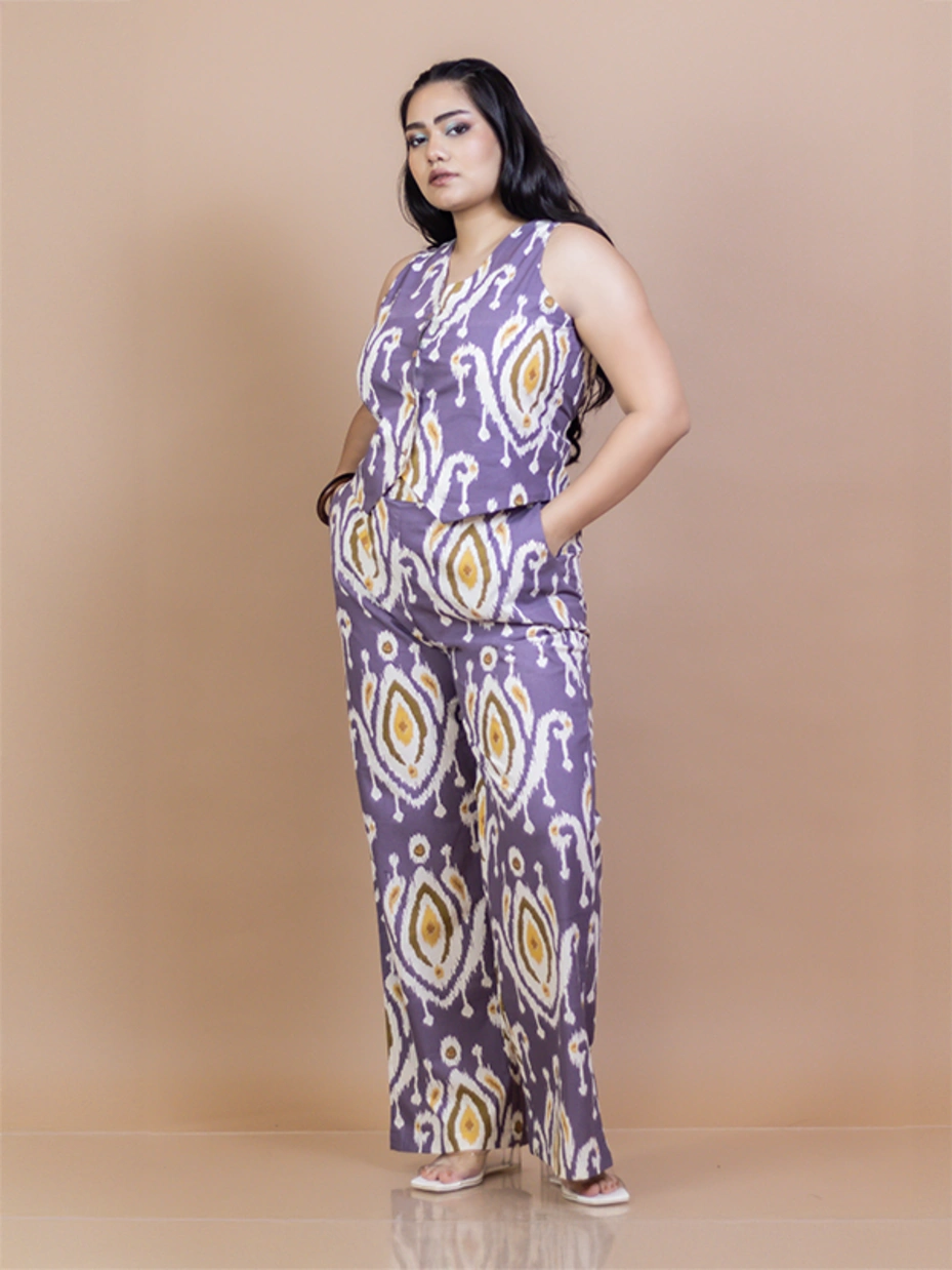 Green Viscose 3-Piece Coord Set With Crop Top, Pants, And Shrug