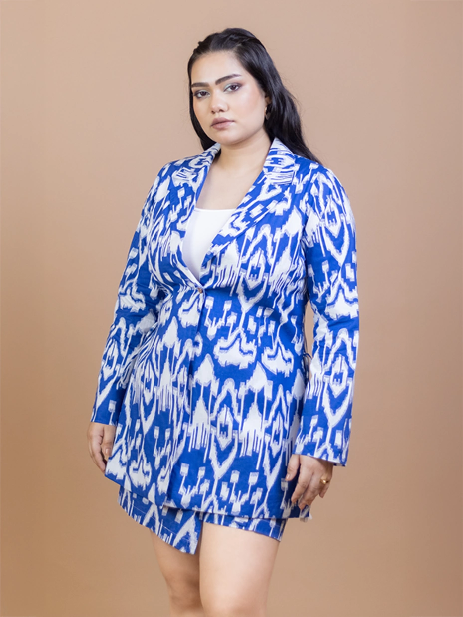 Green Printed Cotton Layered Mini Dress