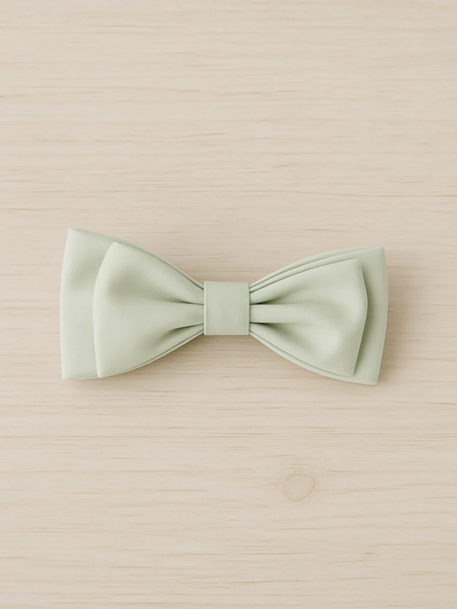 Green Satin Double Bow Hair Clip 1