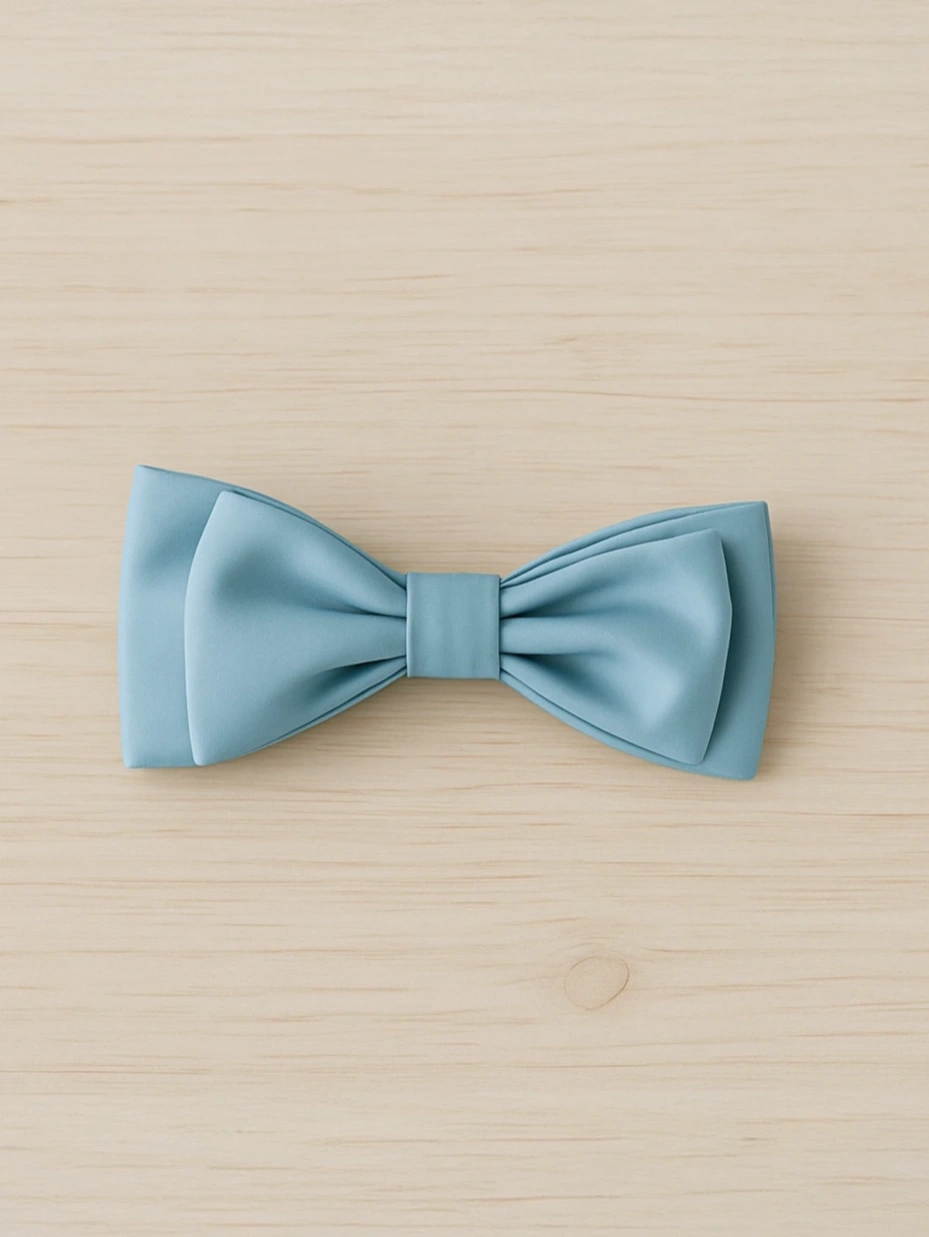 Blue Satin Double Bow Hair Clip 1