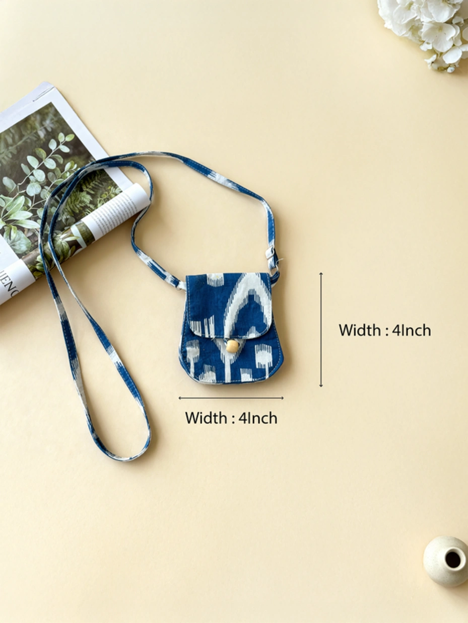 Blue cotton mini sling bag - Zlaata 5