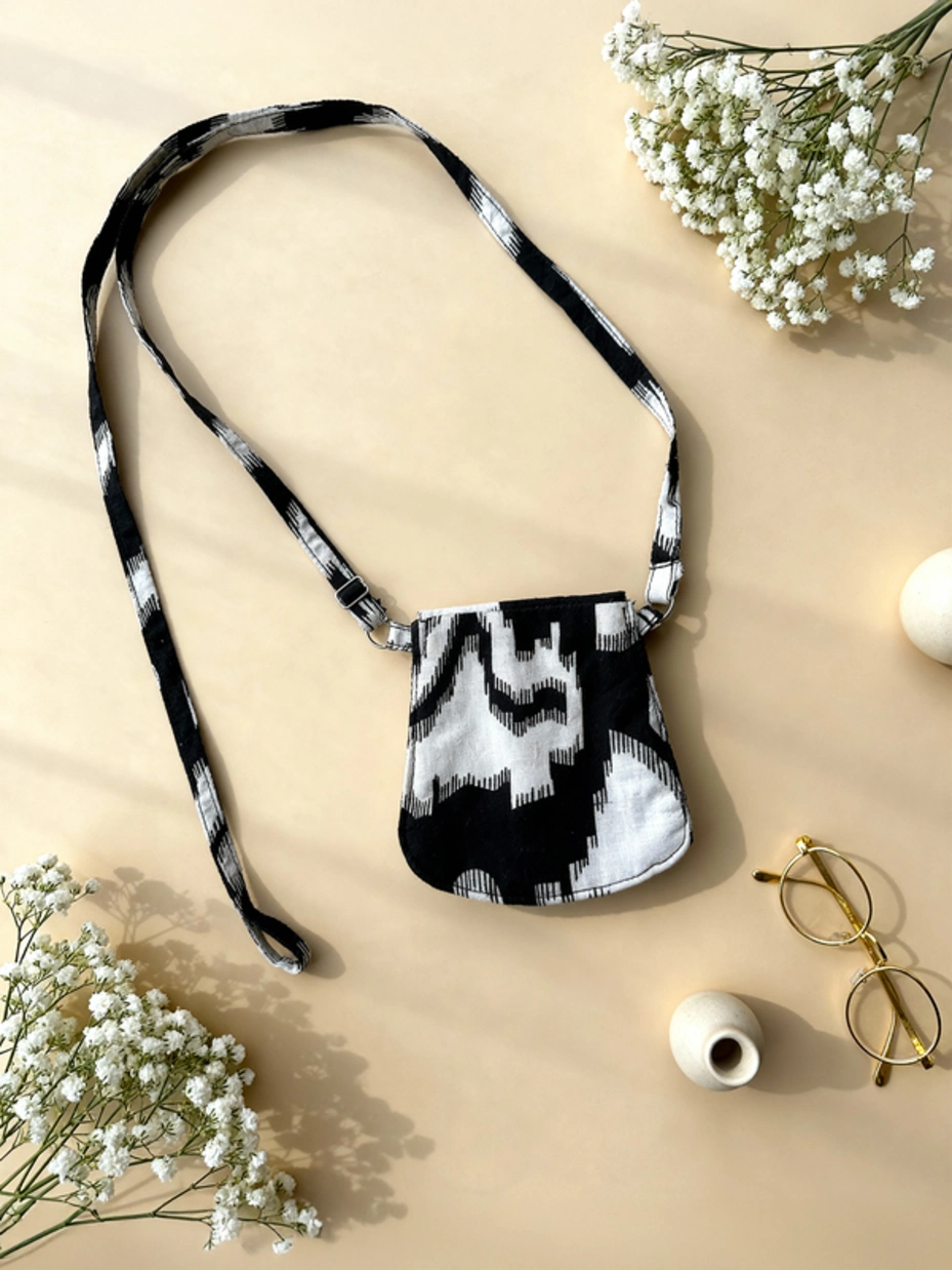 Black cotton mini sling bag - Zlaata 3