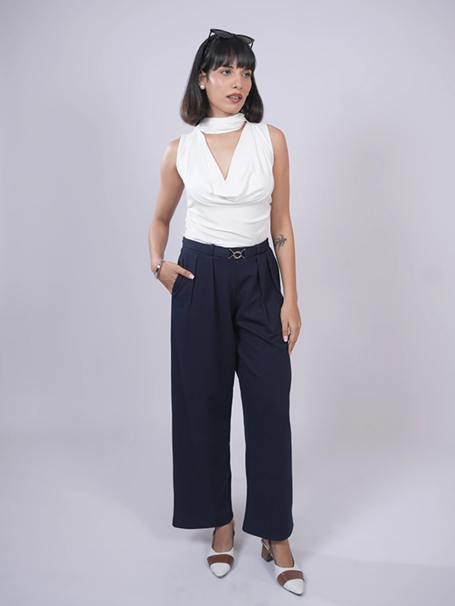Navy Blue Straight Pants 3