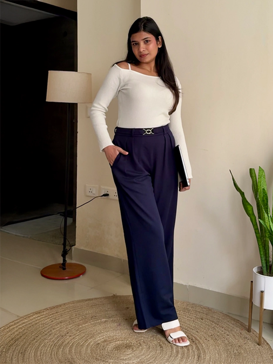 Navy Blue Straight Pants 2