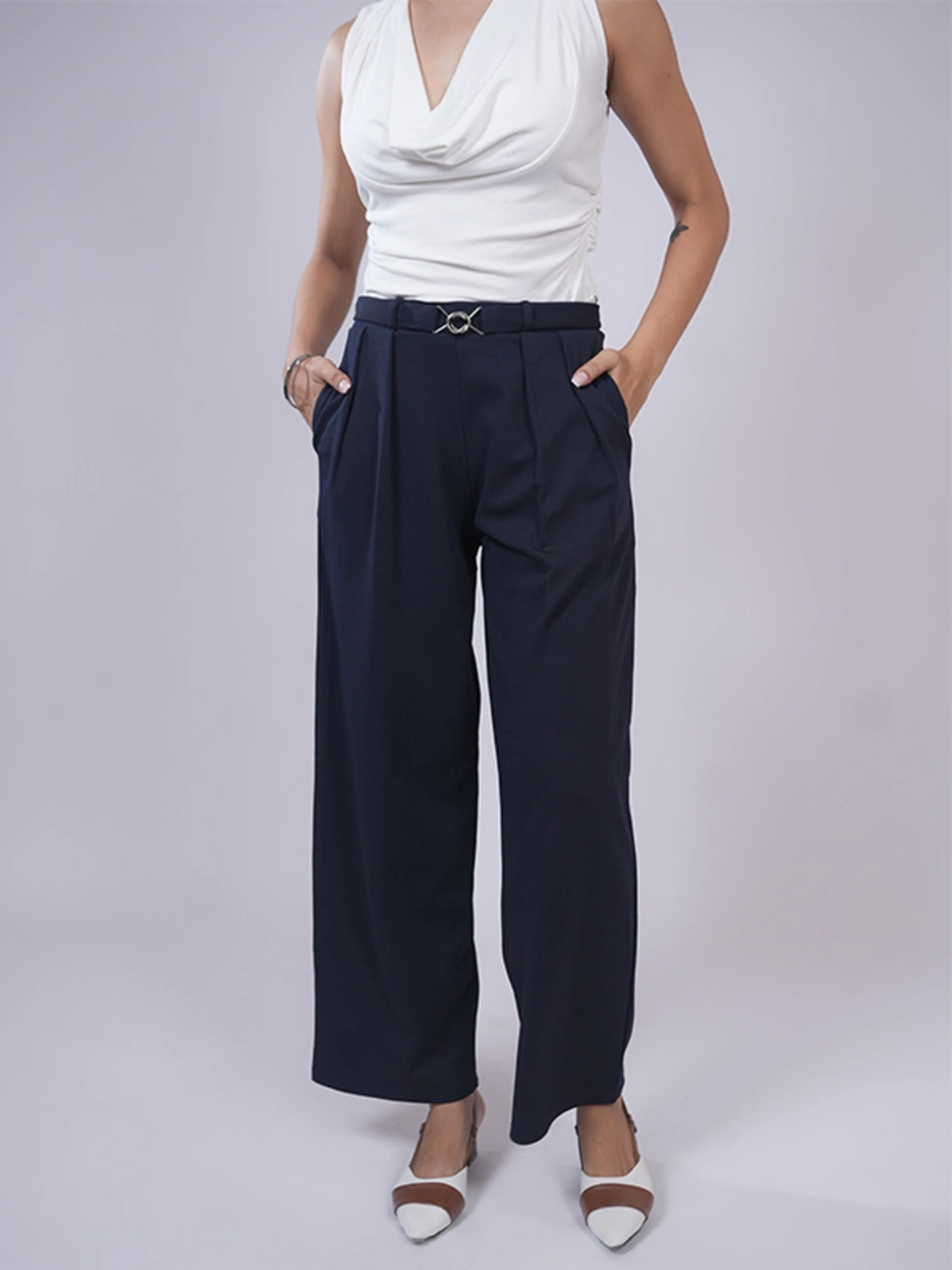 Navy Blue Straight Pants 5