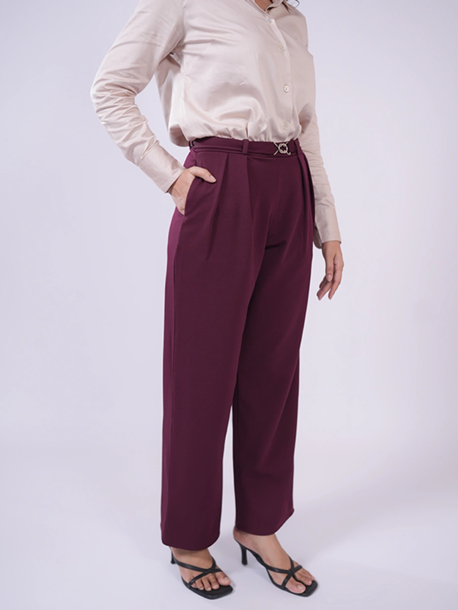 Maroon Straight Pants 4