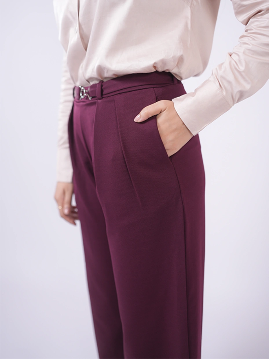 Maroon Straight Pants 5