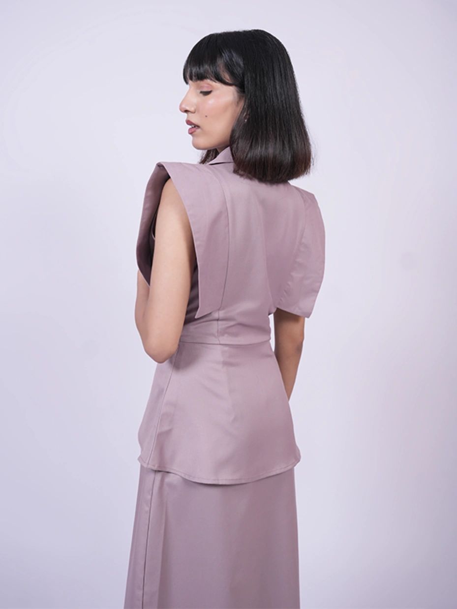 Mauve Extended Shoulder Flap Waistcoat for Women 4