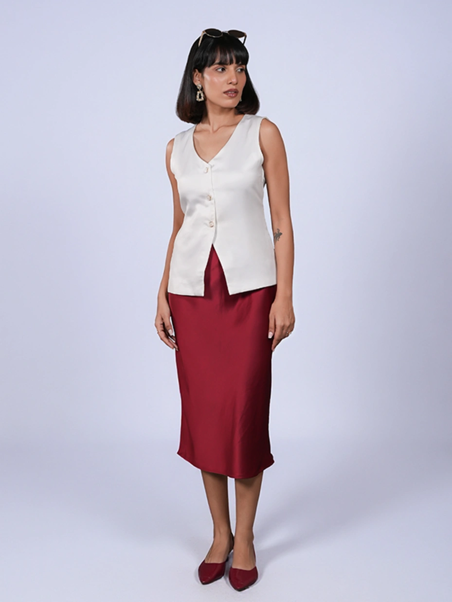 White Satin Formal Waistcoat 1