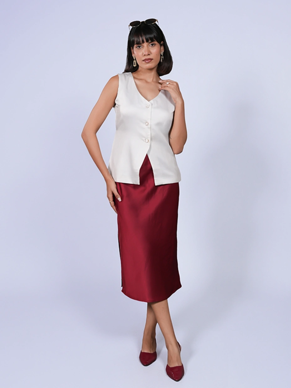 White Satin Formal Waistcoat 2