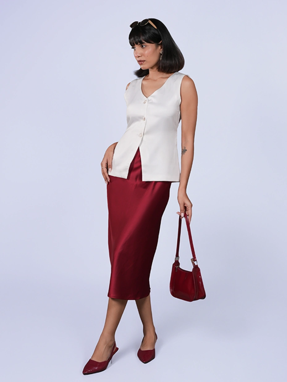 White Satin Formal Waistcoat 3