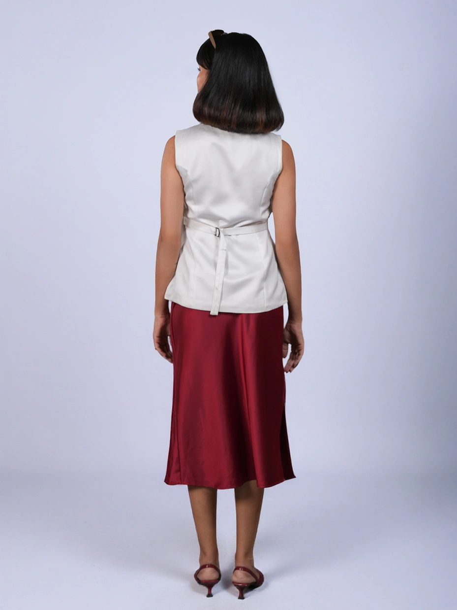 White Satin Formal Waistcoat 4