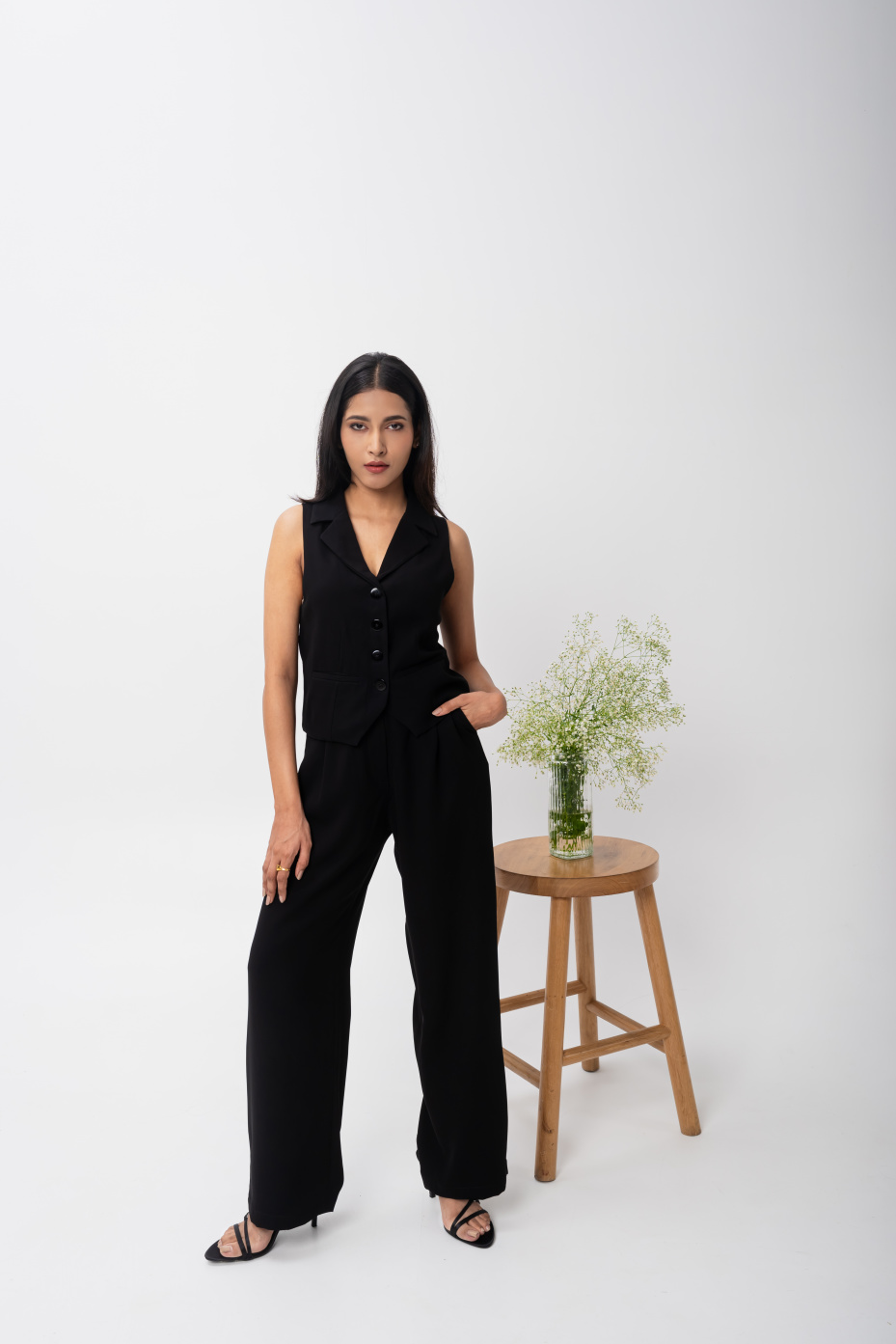 Black High Waist Formal Trousers 