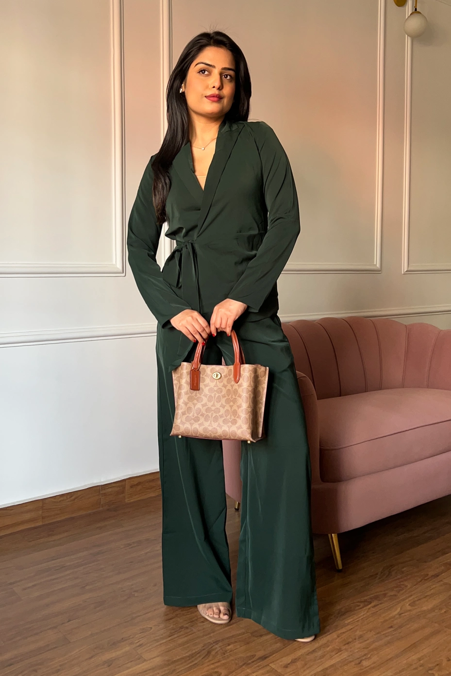 Green Blazer And Trouser Formal Co-Ord Set For Work