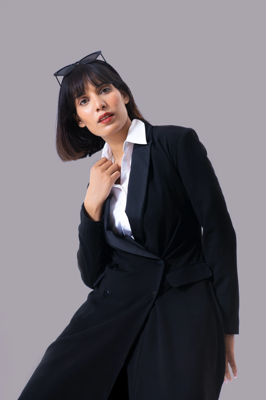 Black Asymmetric Waistcoat and Trousers Co ord Set