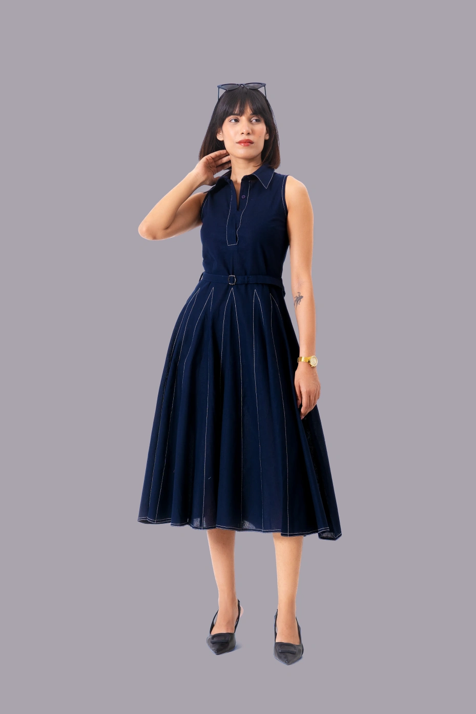 Blue Fit and Flare Formal Dress