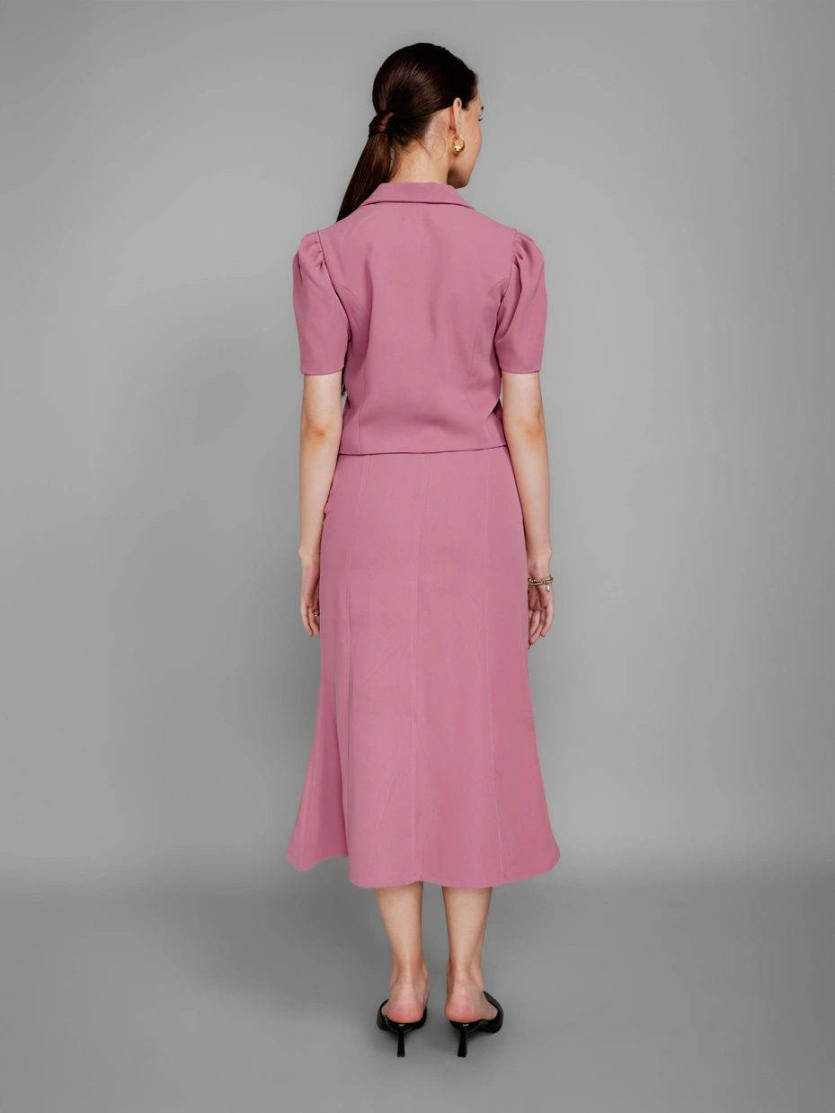 Pink Mermaid-cut calf length Formal Skirt 4