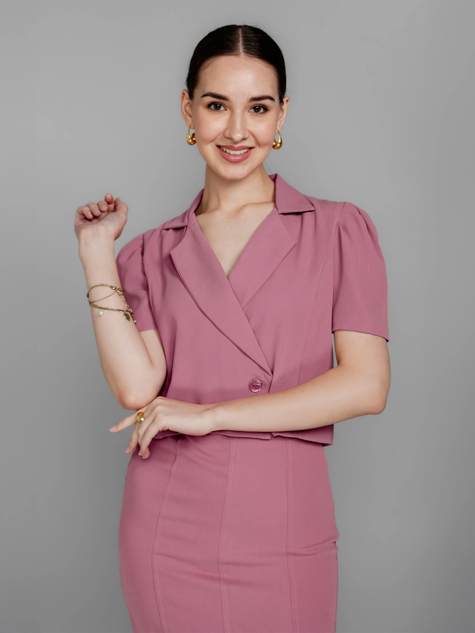 Pink Mermaid-cut calf length Formal Skirt 7
