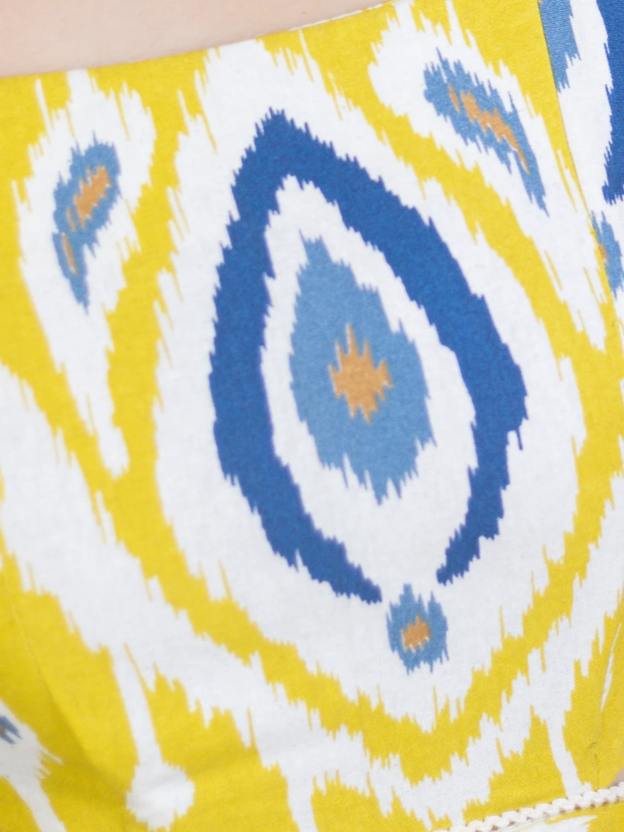 Yellow Ikat cotton waist-cut mini dress 7