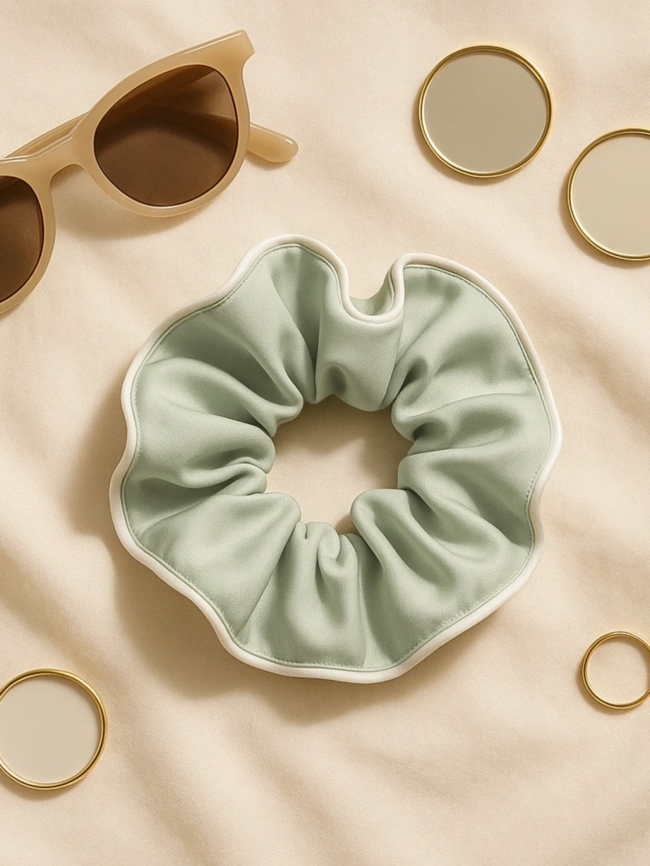 Satin Scrunchie with Piping Pack of 3 3