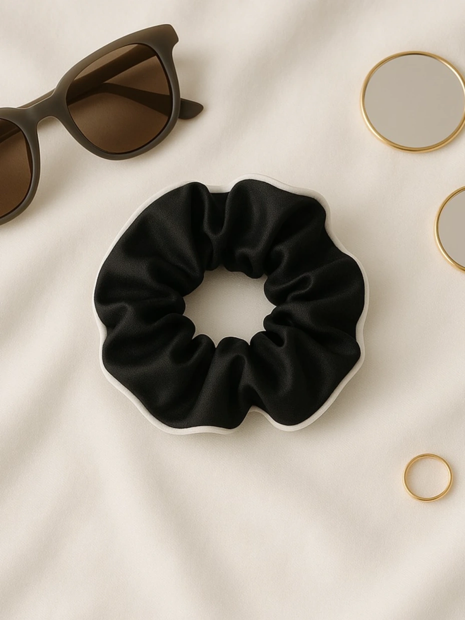 Satin Scrunchie with Piping Pack of 3 4