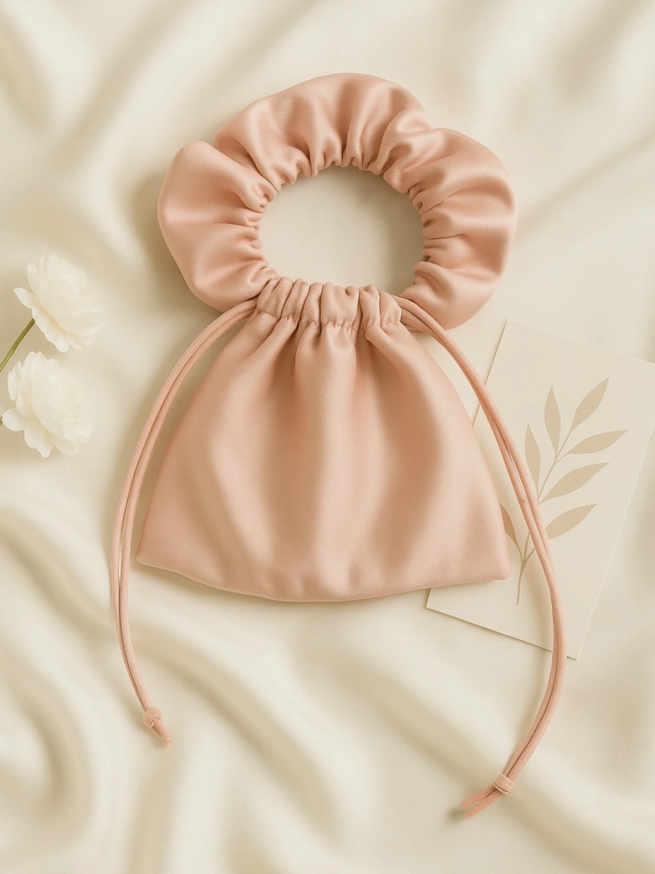 Pink Satin Potli Bag with Pearl Detailing 2