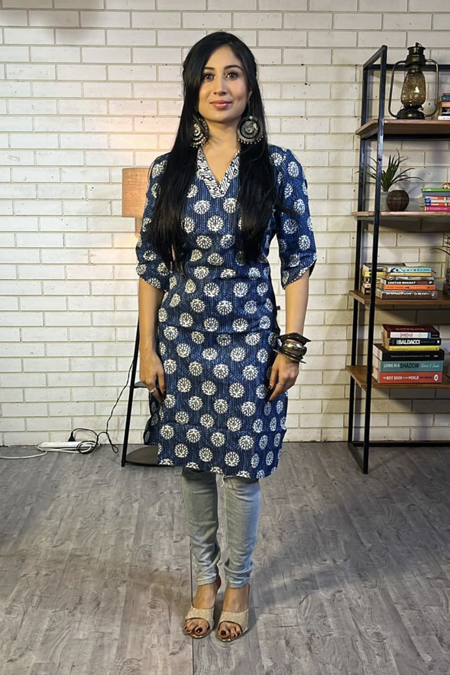Maroon Printed Cotton Halter Neck Kurta