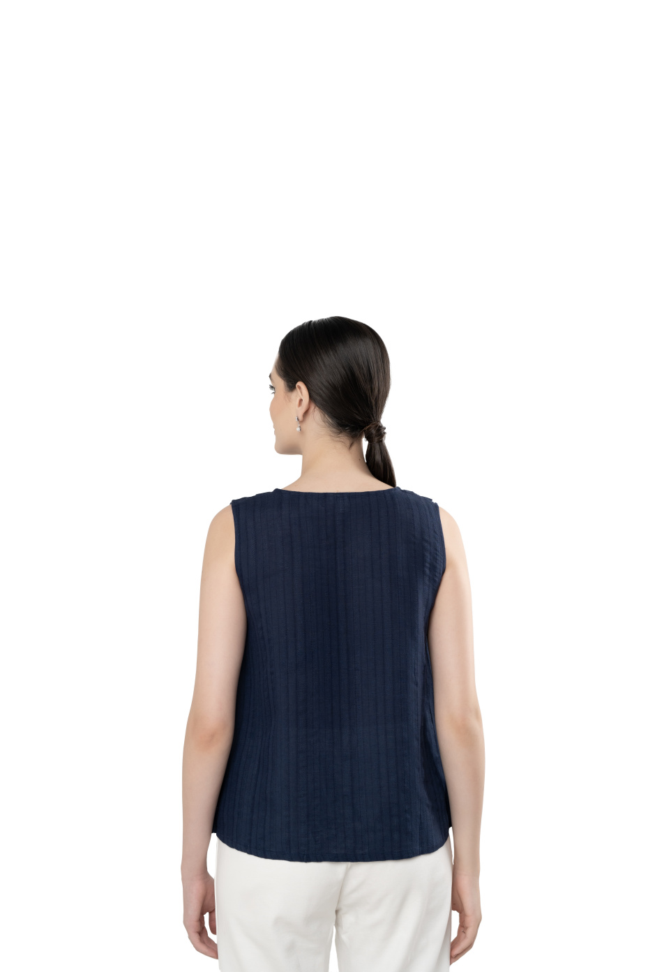 Blue Wrap-Style Loose Fit Top For Women 3