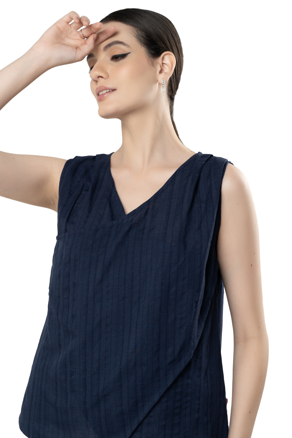 Blue Wrap-Style Loose Fit Top For Women 5