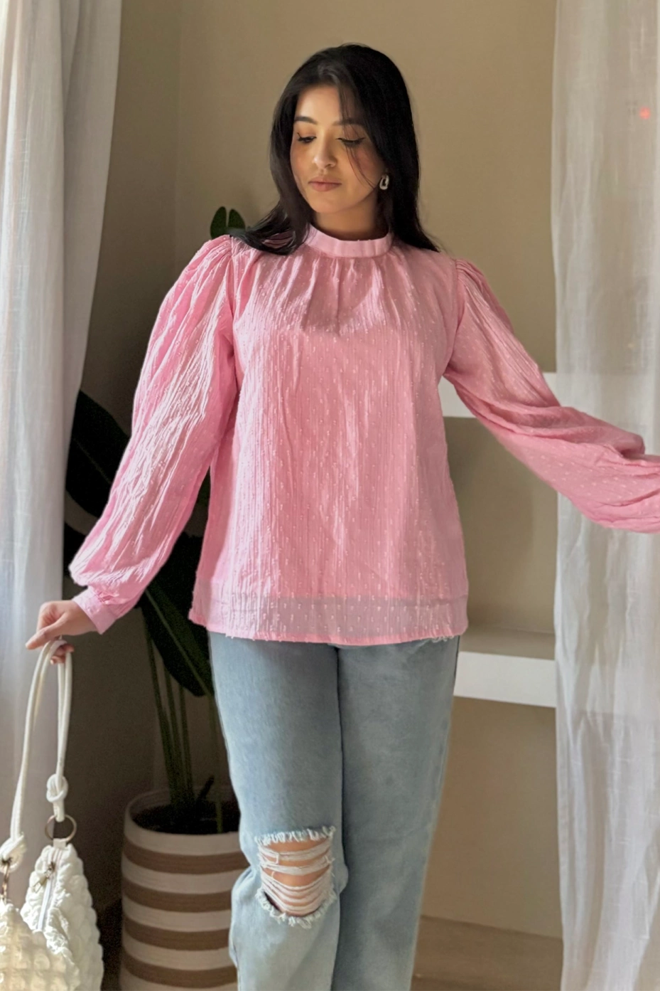 Lavender Peplum Top With Flattering Shape