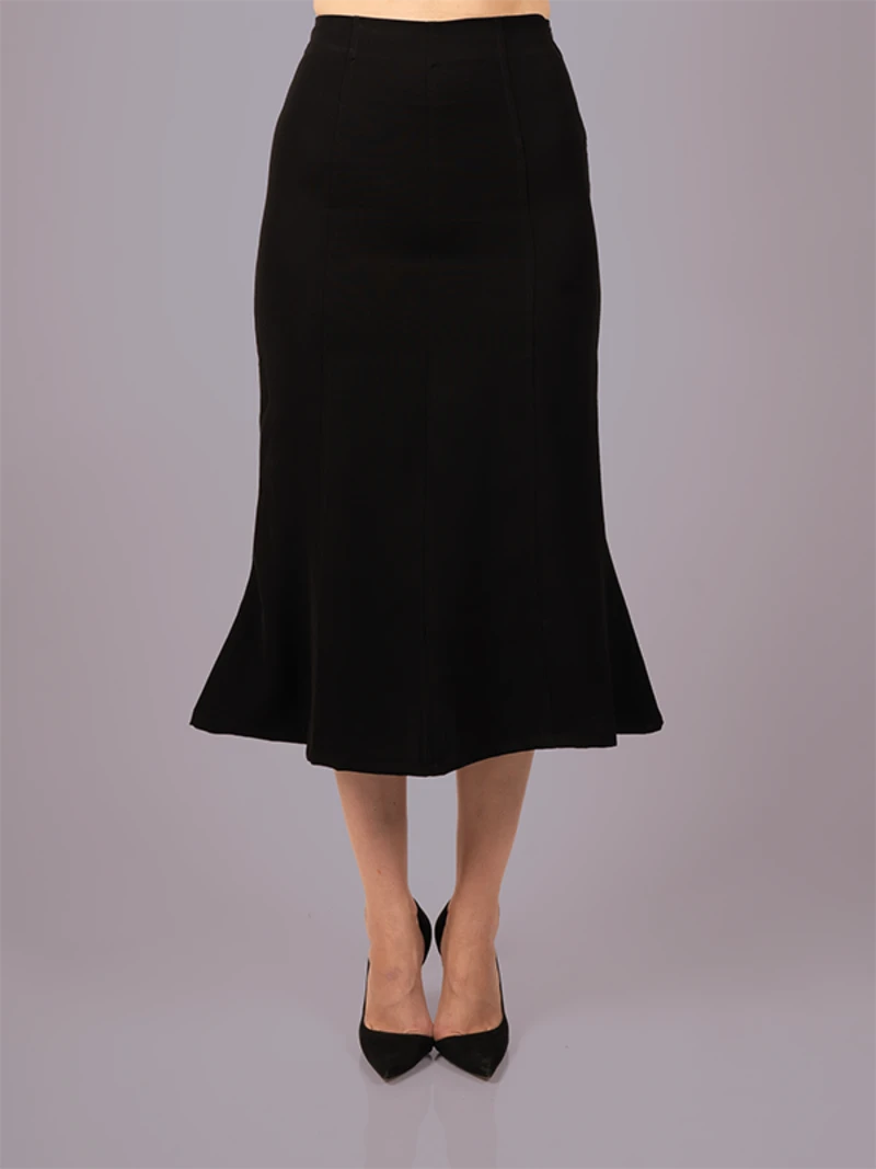 Black Solid Formal Skirt For Classic Formal Look