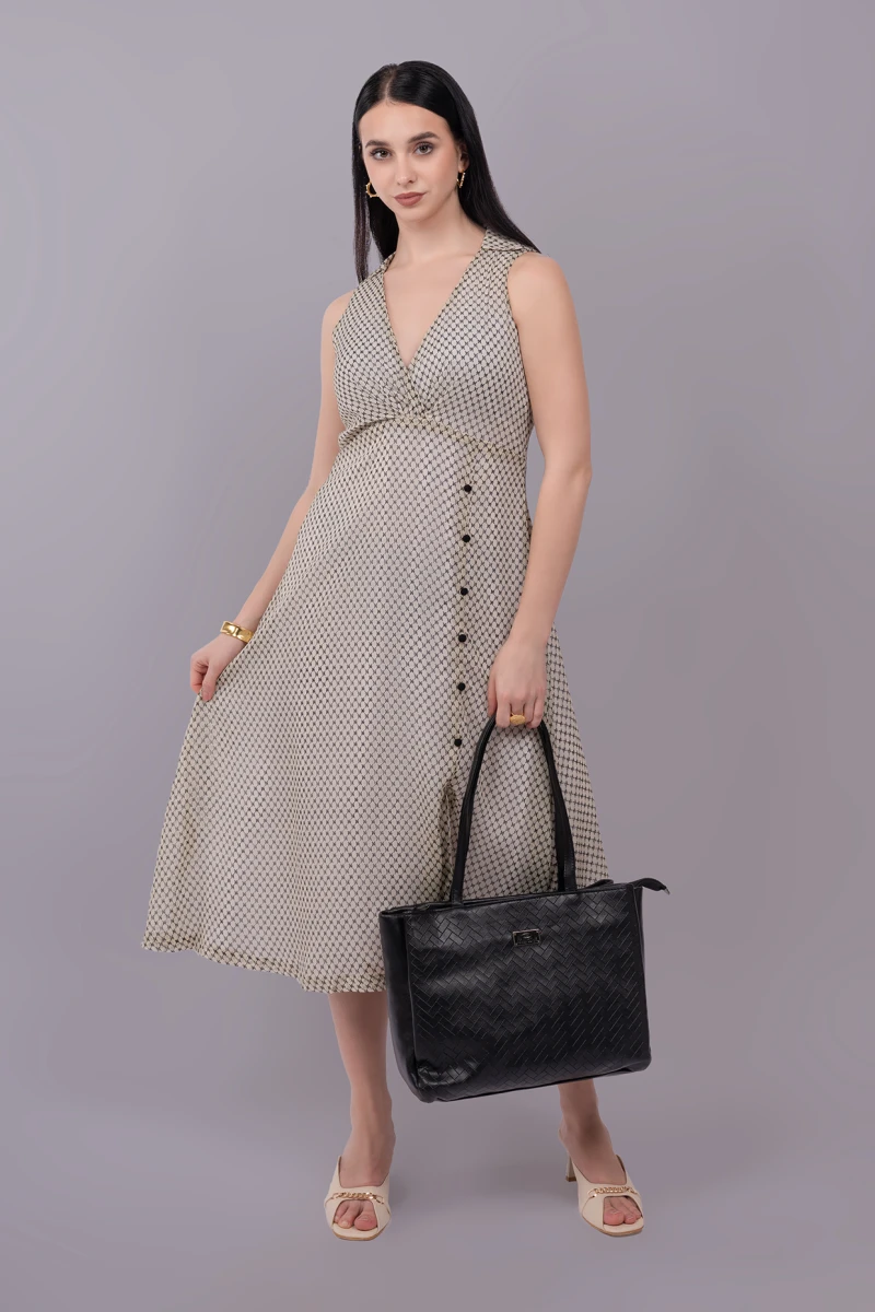 Off-White Printed Formal Fit & Flare Dress