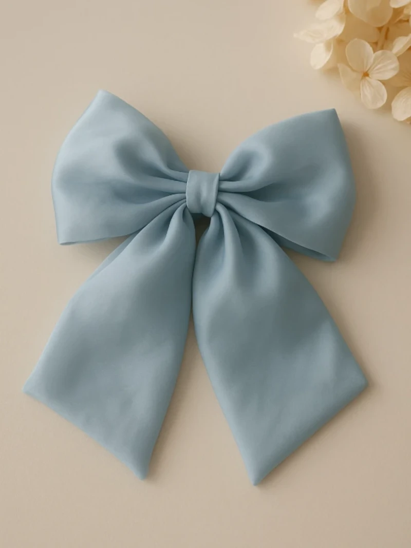 Retro Blue Satin Bow Hair Clip
