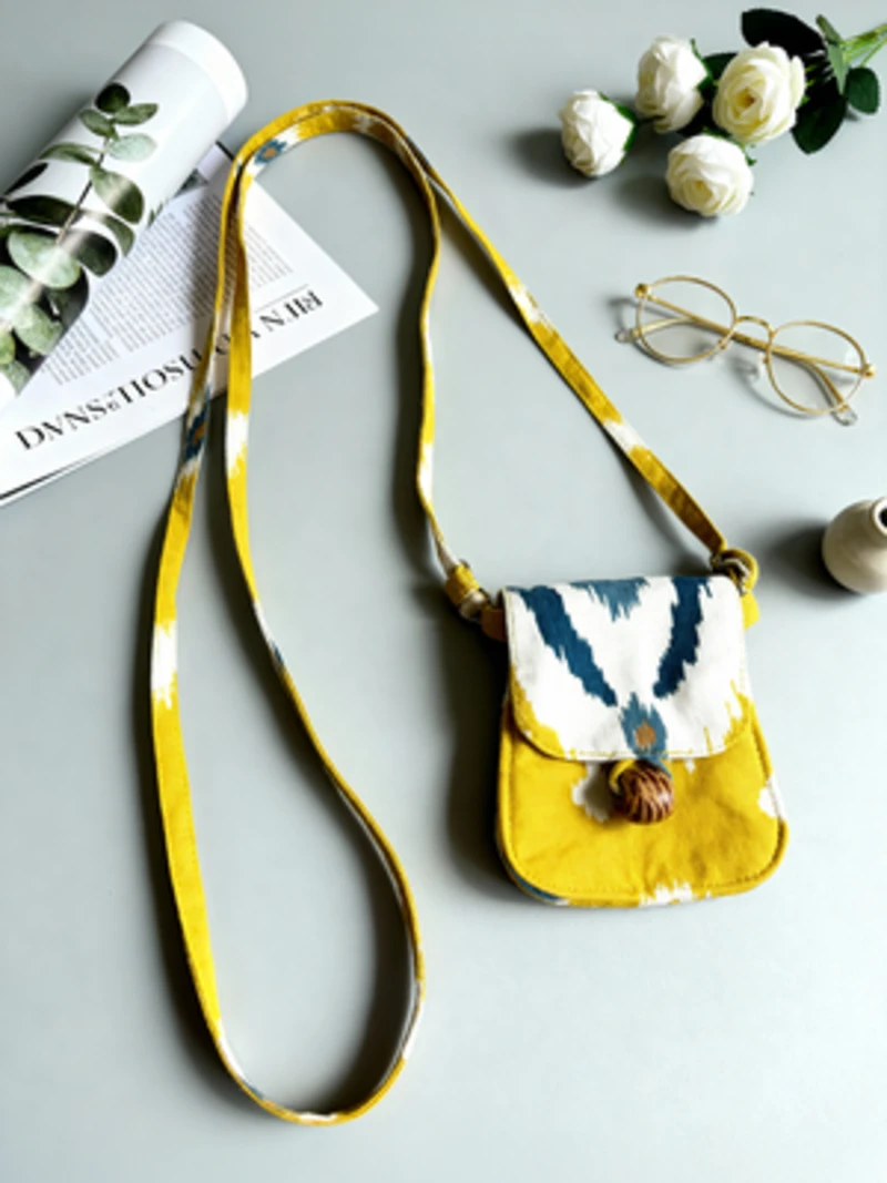 Yellow cotton mini sling bag - Zlaata