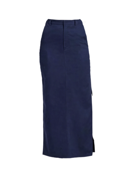 Navy Blue Long Maxi Skirt With Slit