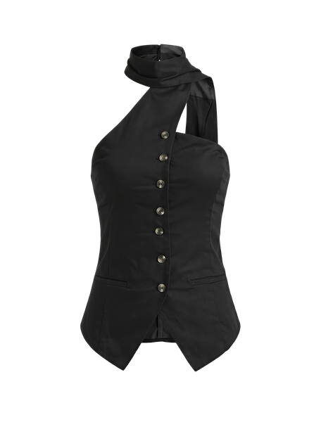 Black Scarf Halter Neck Top