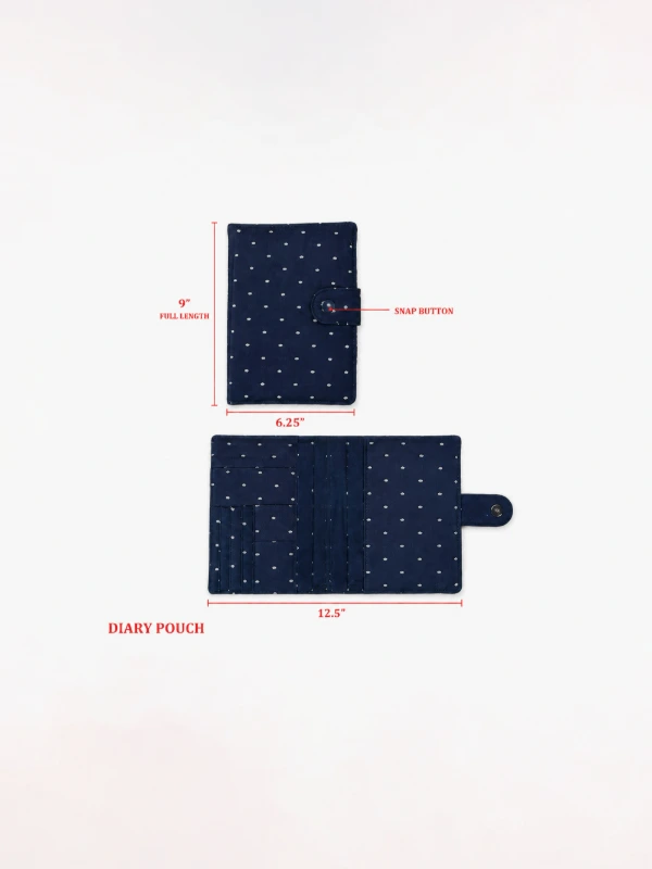 Navy Blue Diamond Print Diary Cover with Multi-Utility Pockets 6