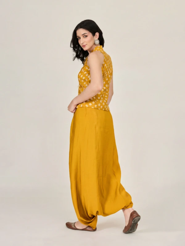 Yellow Bandhani Printed Halter Top & Dhoti Pants Ethnic Co-ord Set 5