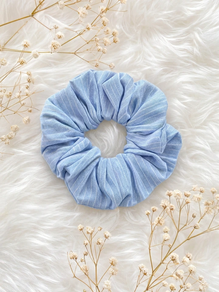Light Blue Stripe Hair Scrunchie