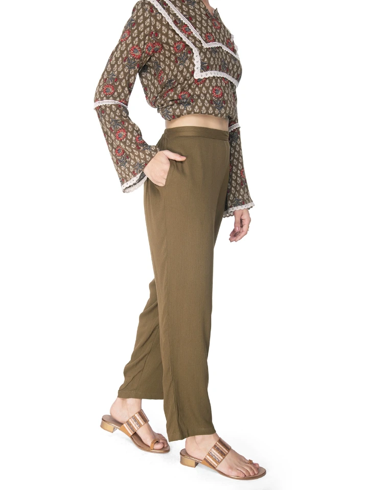 Green Floral Print Kurta Set