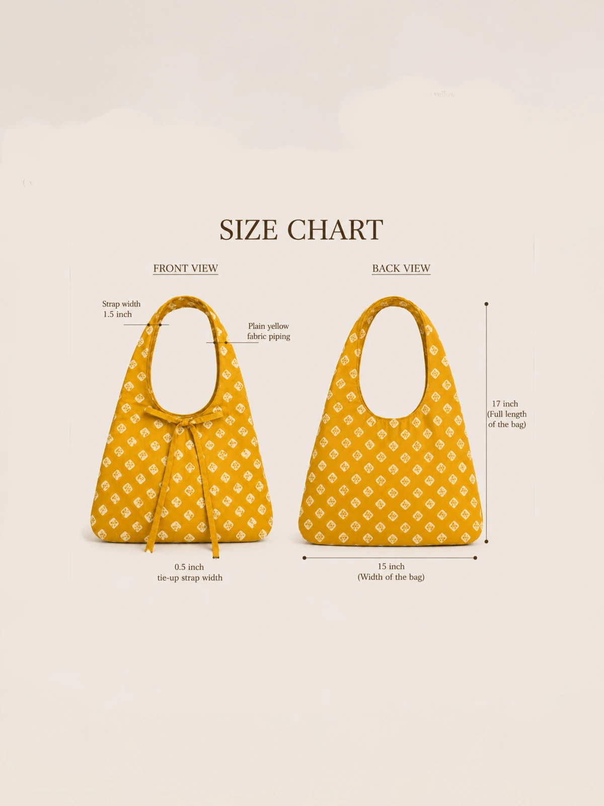 Yellow Bandhani Printed Hobo Bag thumbnail 6