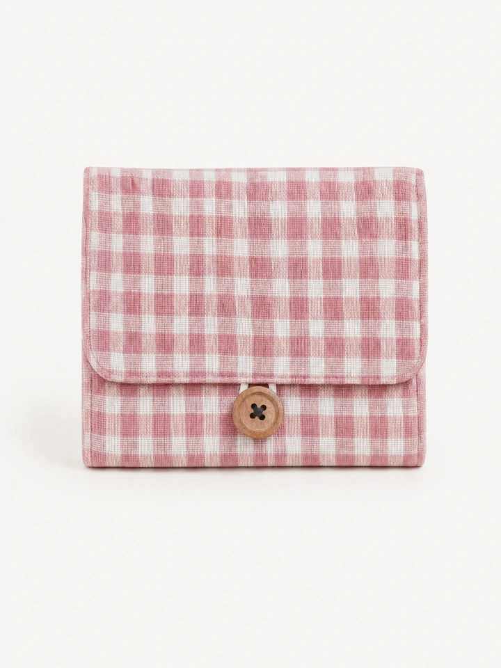 Light Pink Gingham Print Sanitary Pad Pouch
