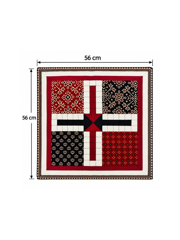 Maroon Colored Ajrakh Printed Fabric Ludo Board Game 3