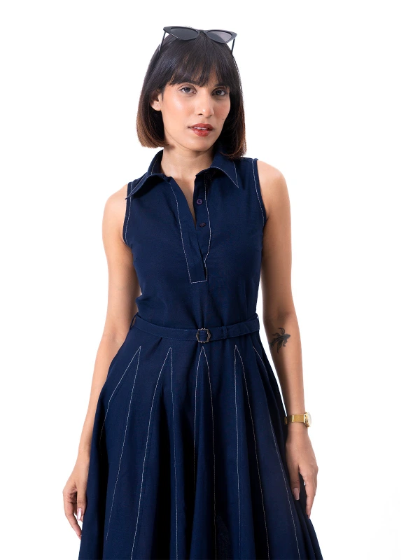 Blue Fit and Flare Formal Dress 1