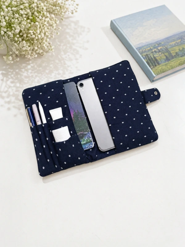 Navy Blue Diamond Print Diary Cover with Multi-Utility Pockets 3
