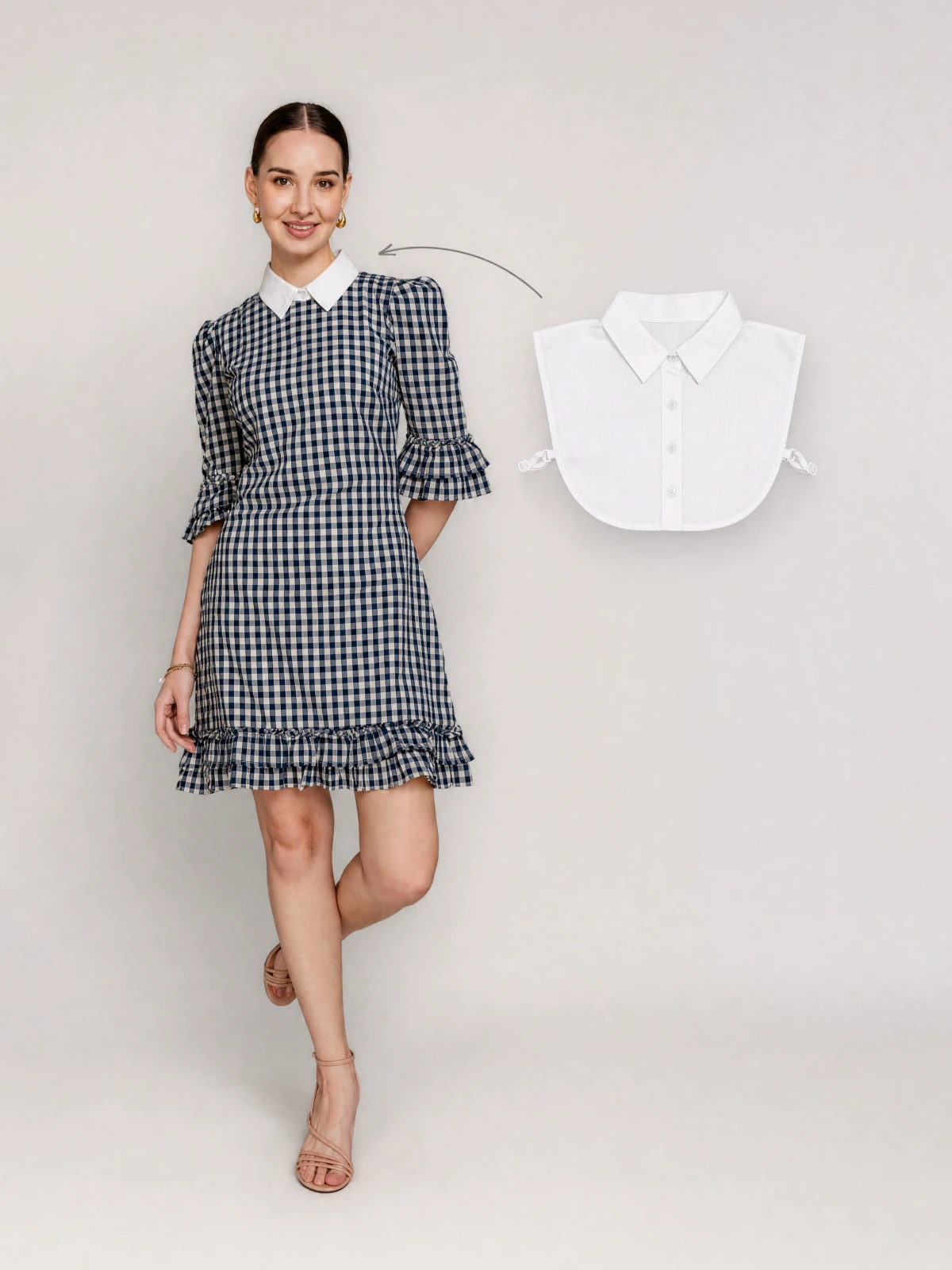 White Fake Shirt Collar thumbnail 3