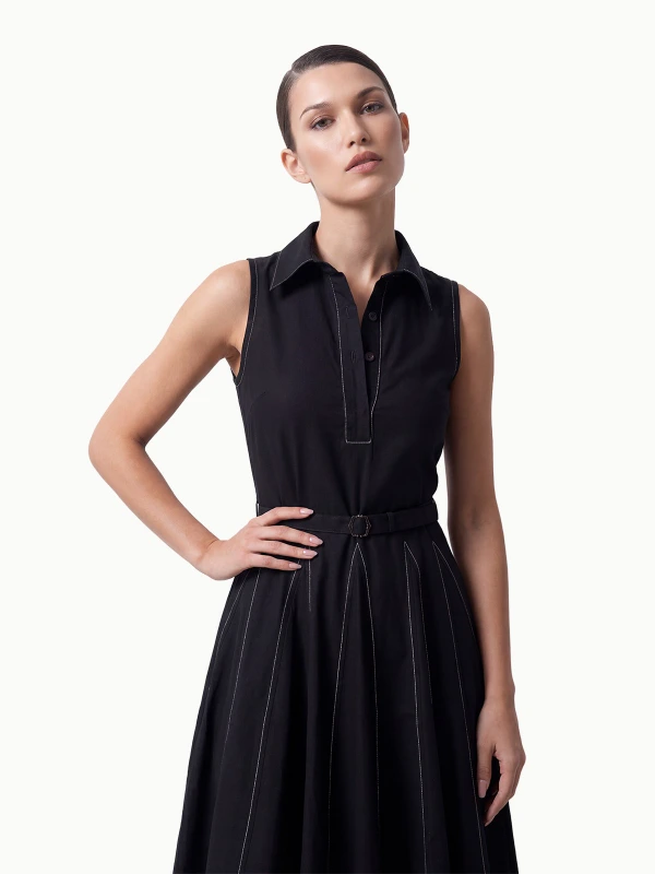 Black Fit and Flare Dress With Detachable Waist Belt 5