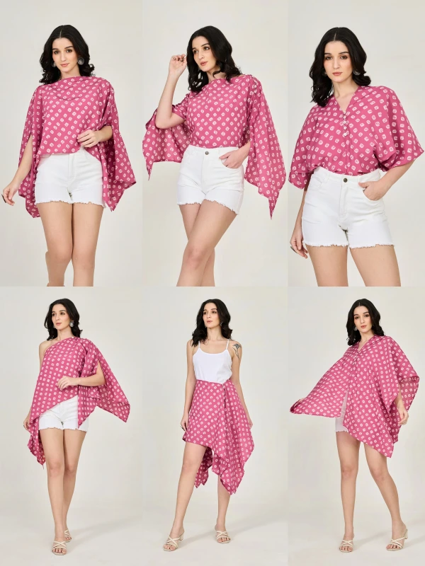 Pink Bandhani Printed Ethnic Multiway Top 6